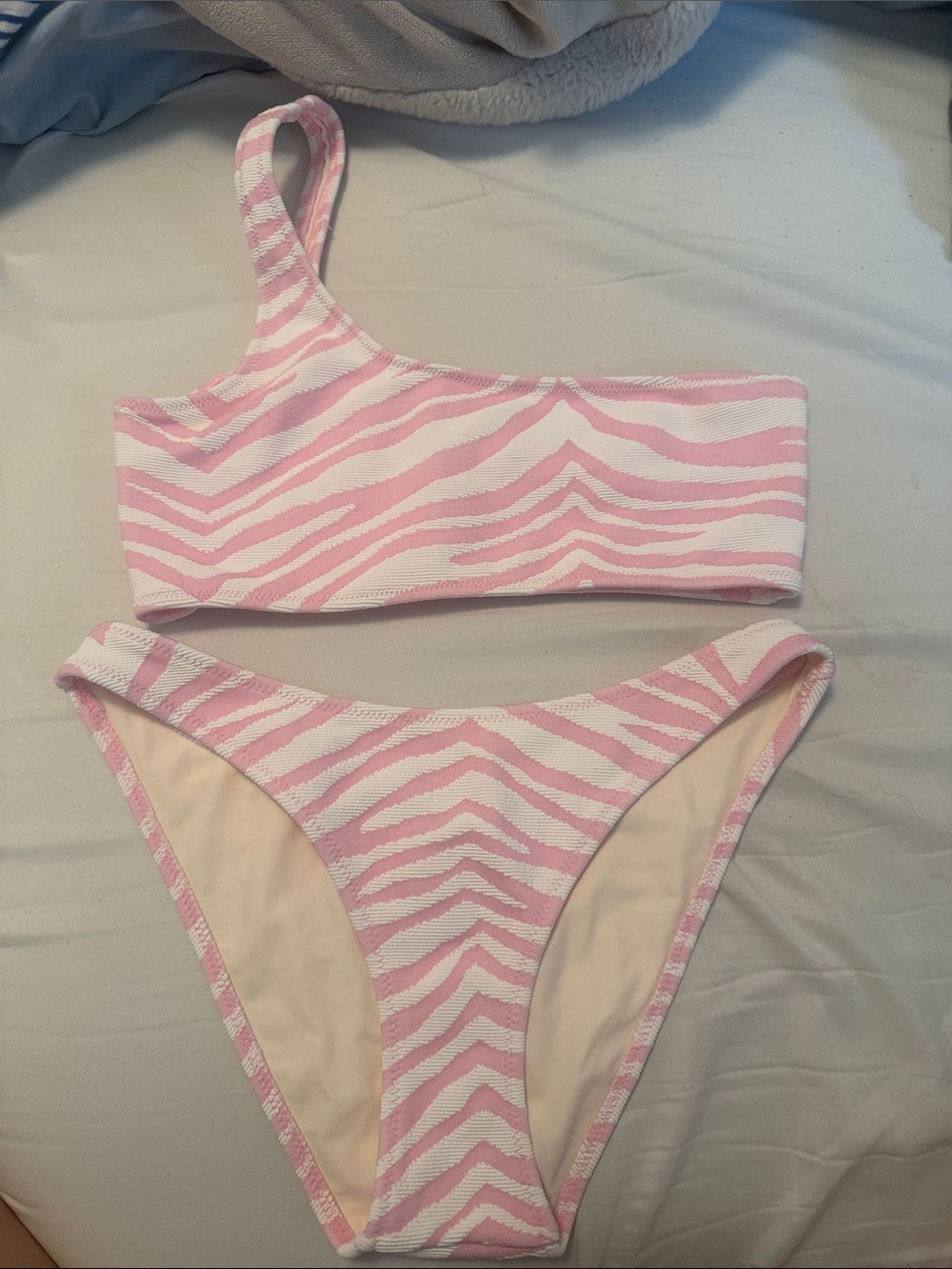 Triangl Pink Zebra Print One-Shoulder Bikini